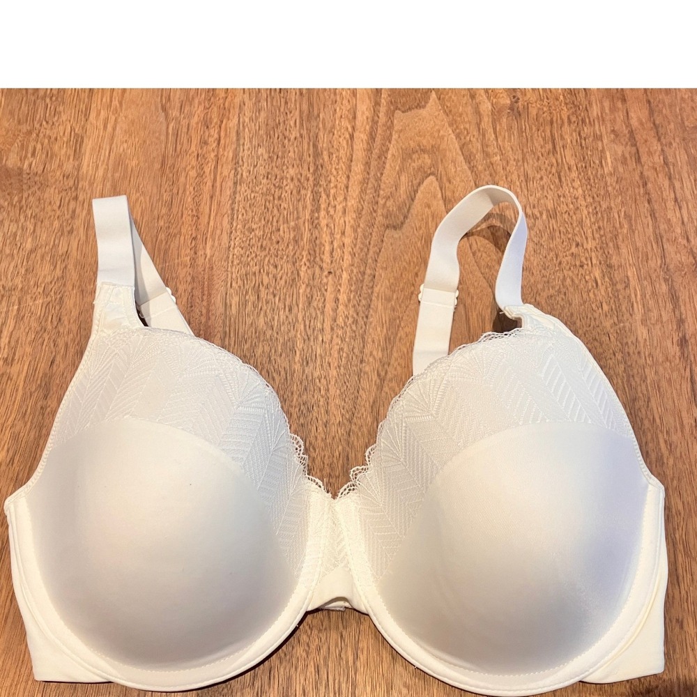 Bali One Smooth U Ultra Light Underwire Bra White Lace 34D 0082X